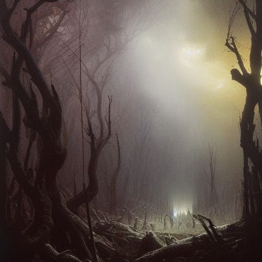 Colorful Storms in a Desolate Forest