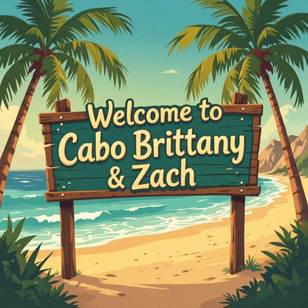 Cabo Welcome Sign on a Golden Hour Beach