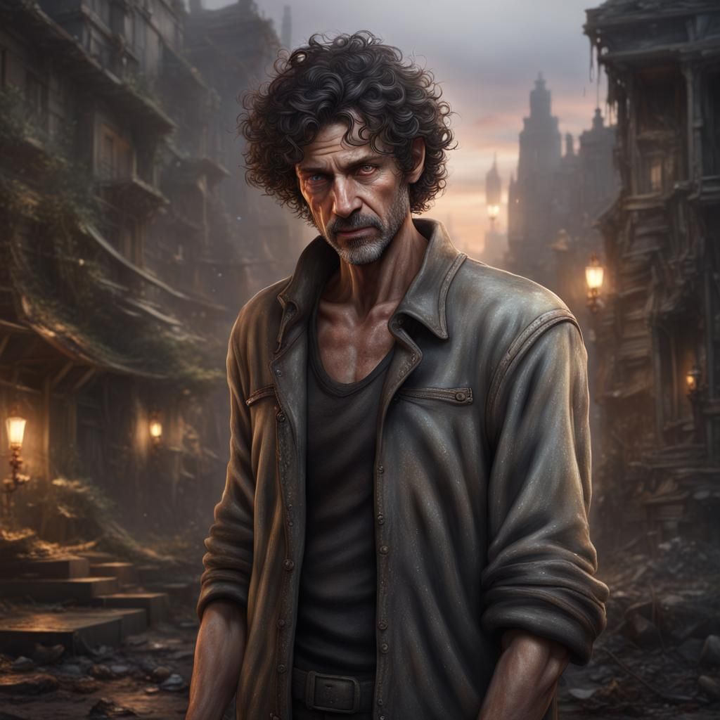 Sorrowful Portrait of a Tired Man: Digital Matte Painting