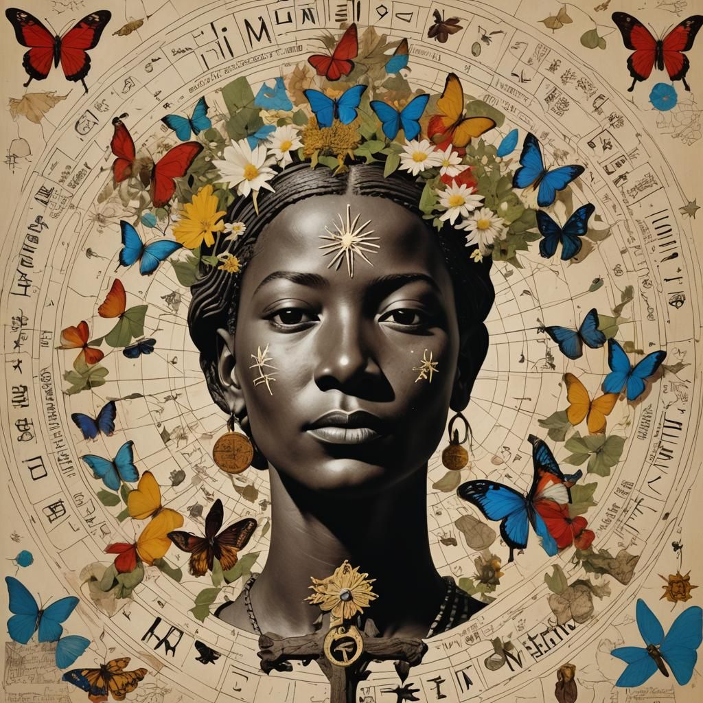 Luminous Portrait with Crystals and Geometric Elements