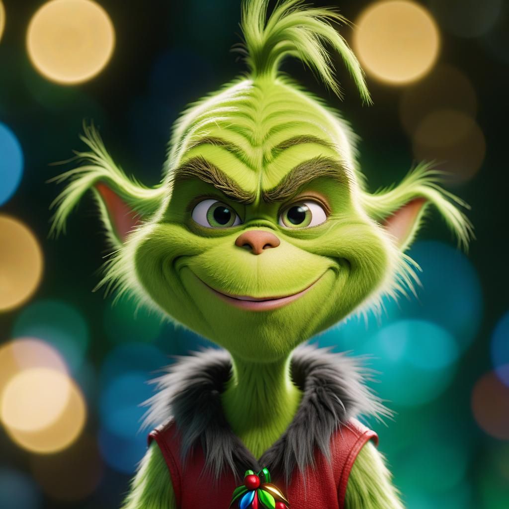 Chibi Jim Carey as The Grinch smiling