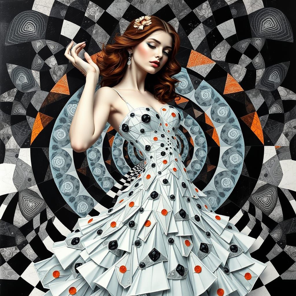 Surreal Woman Portrait in Mixed Media Collage