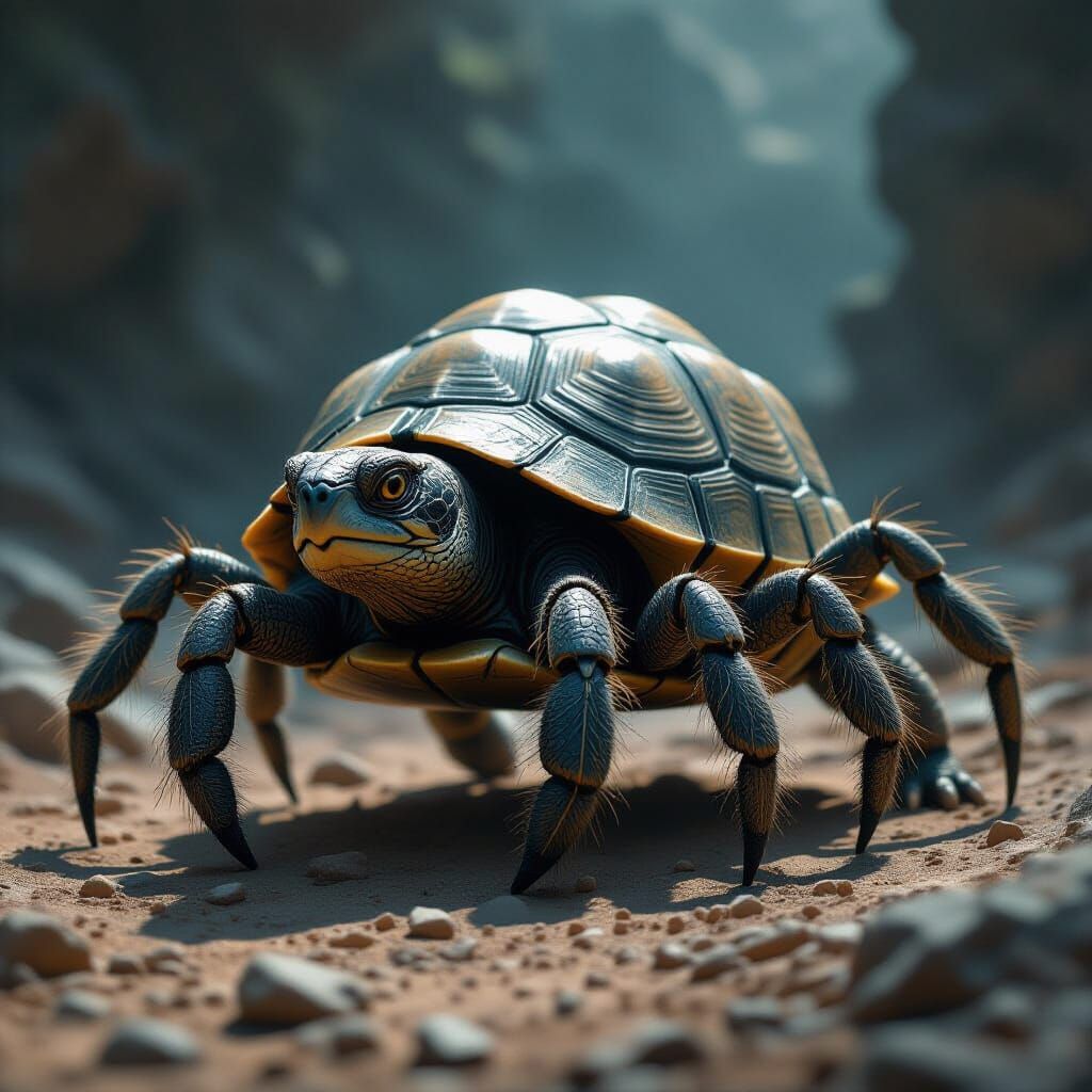 Surreal Half Turtle Half Tarantula Creature