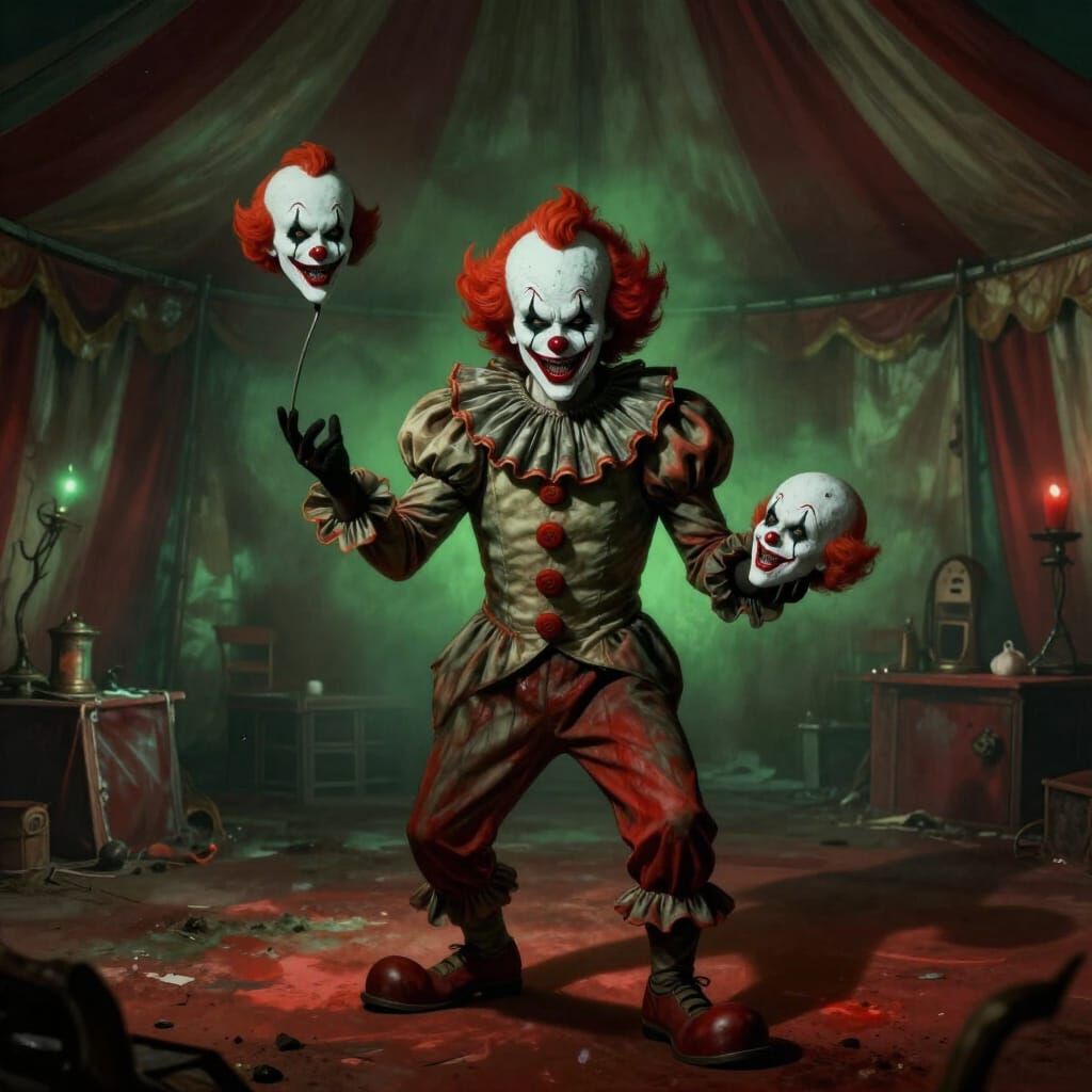Menacing Clown Juggles Severed Heads in Dark Circus