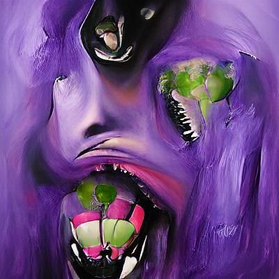 Surreal Purple Abyss with Emerging Teeth