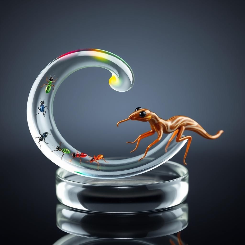 Enamel Glass Mobius Strip with Colorful Ants