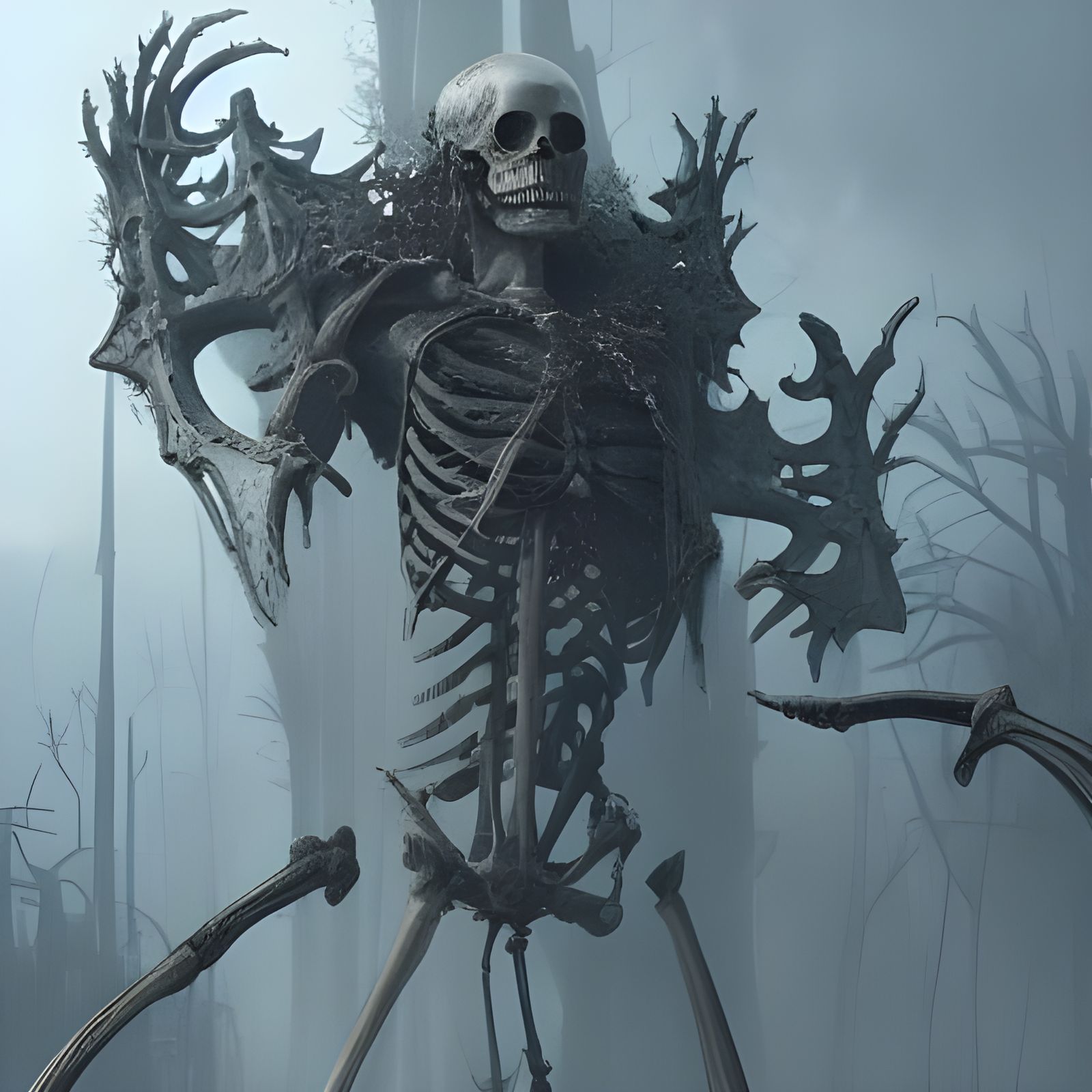 Dramatic Ashen Skeleton Digital Matte Painting