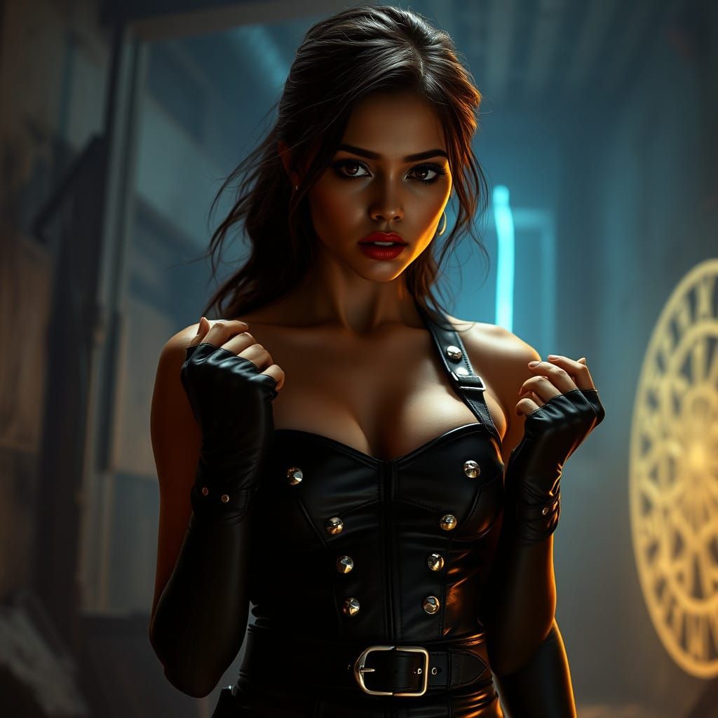 Vulnerable Beauty in Dark Glamour