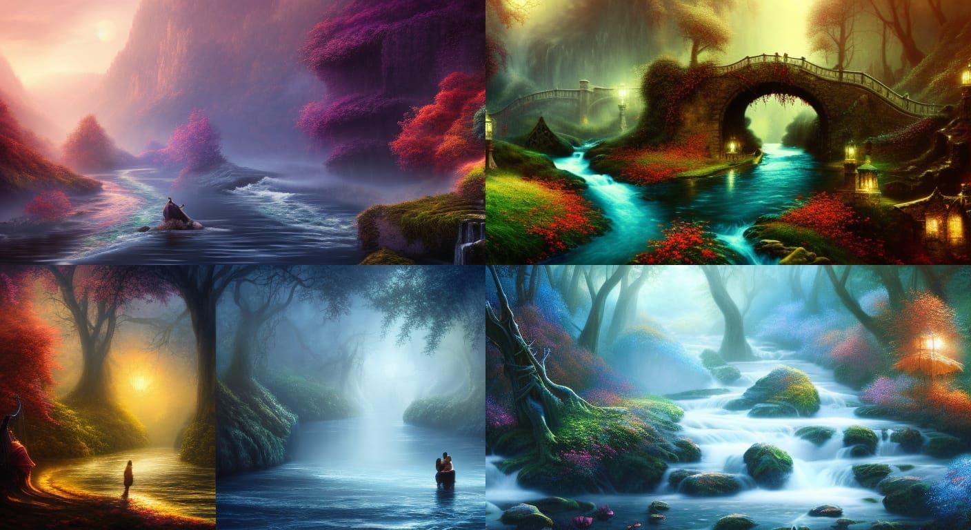 Fantastical River of Love: Detailed Matte Painting
