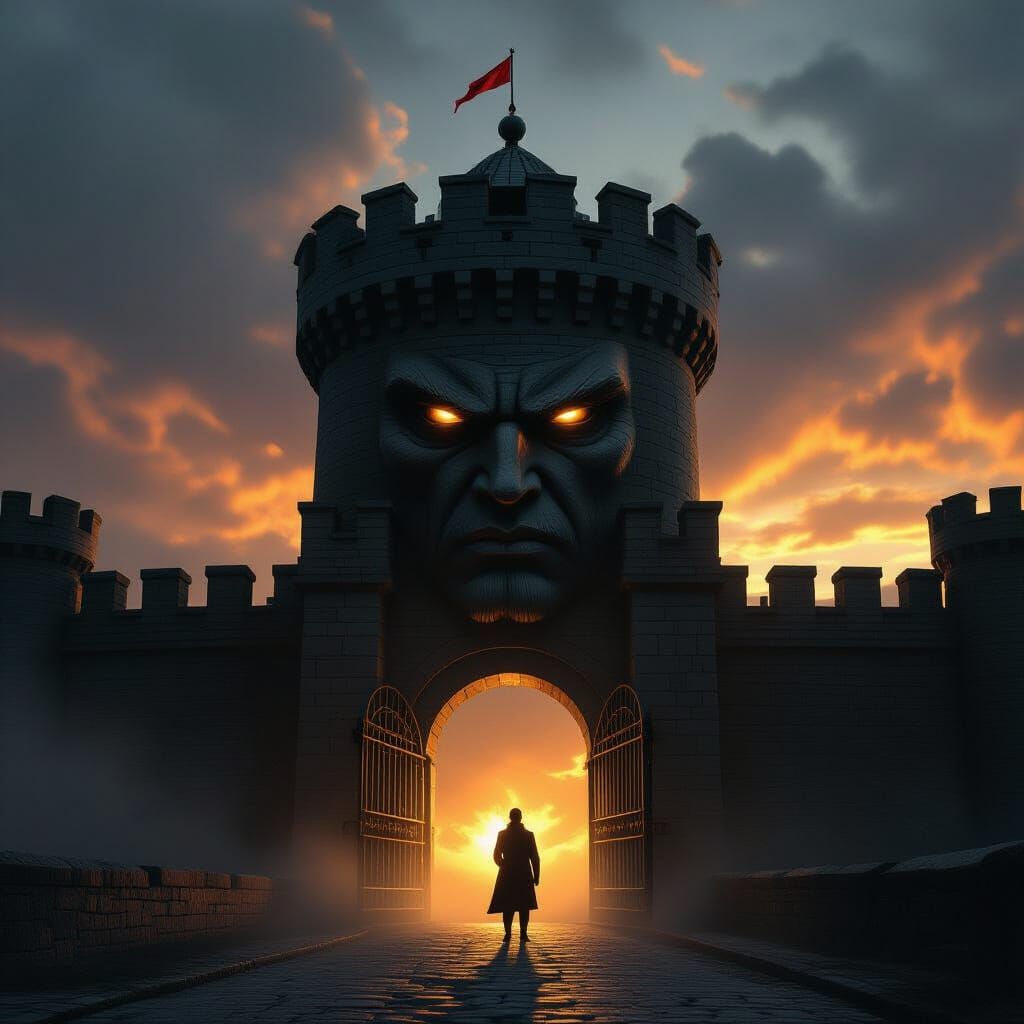 Fortress Head: Information Guard in Photorealistic Style