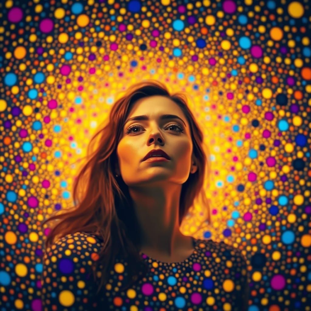 Vibrant Dots in Whirling Vortex of Complementary Colors