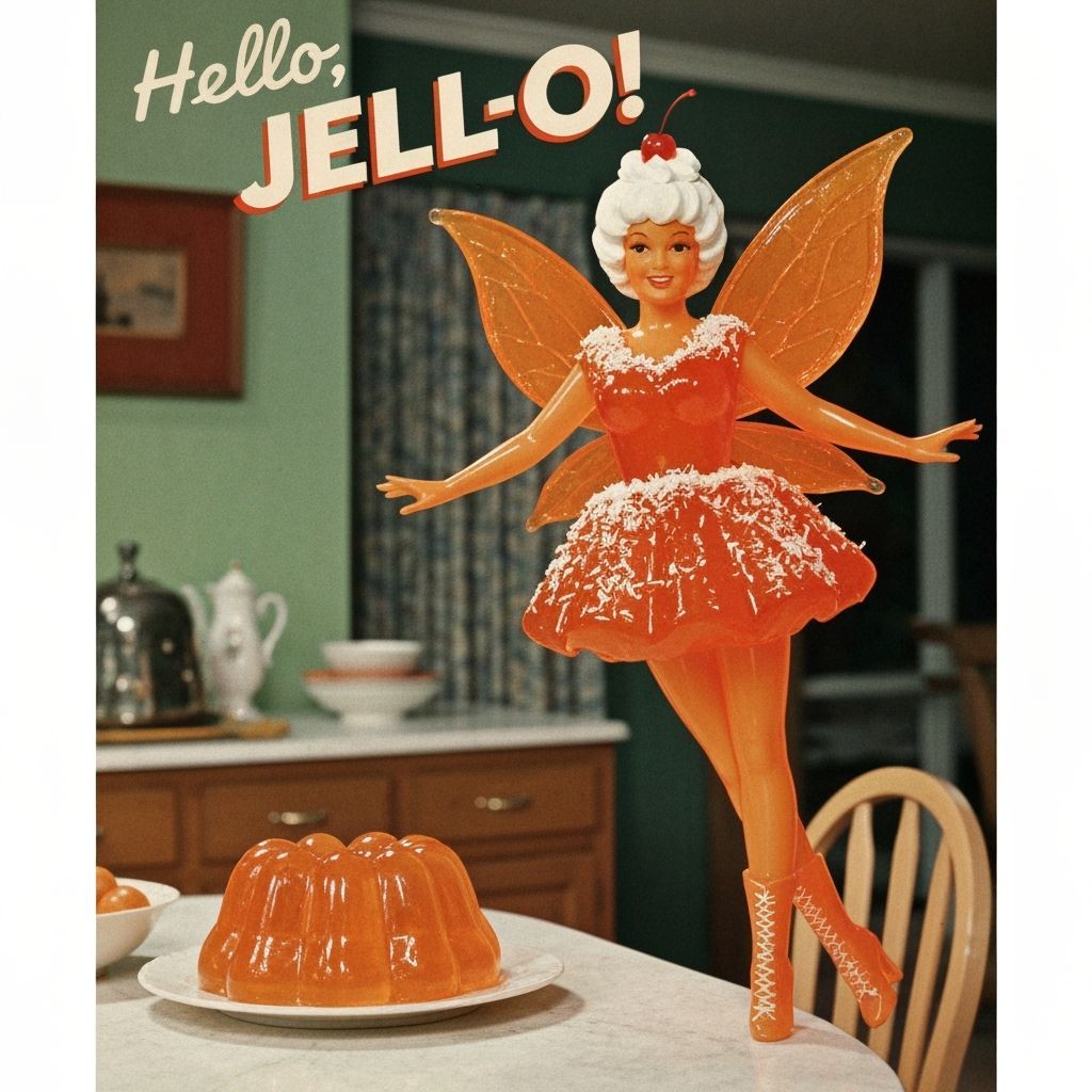 Retro Jell-O Fairy in Mid-Century Kitchen