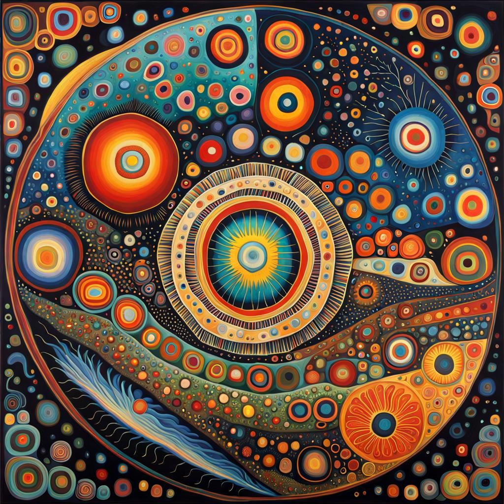 Detailed 2D Biological Painting of Amoebas