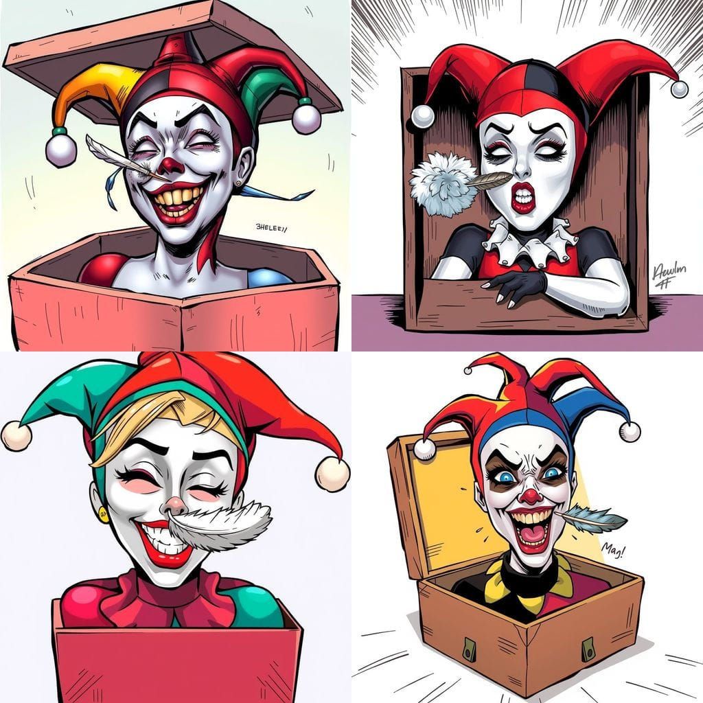 Harley Quinn Sneezing: Comic Book Art