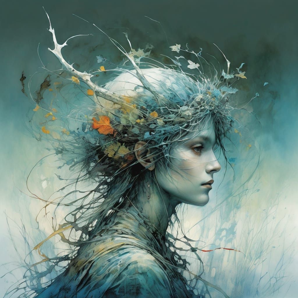 Mysterious Entangled Scene in Fantasy Illustration Style