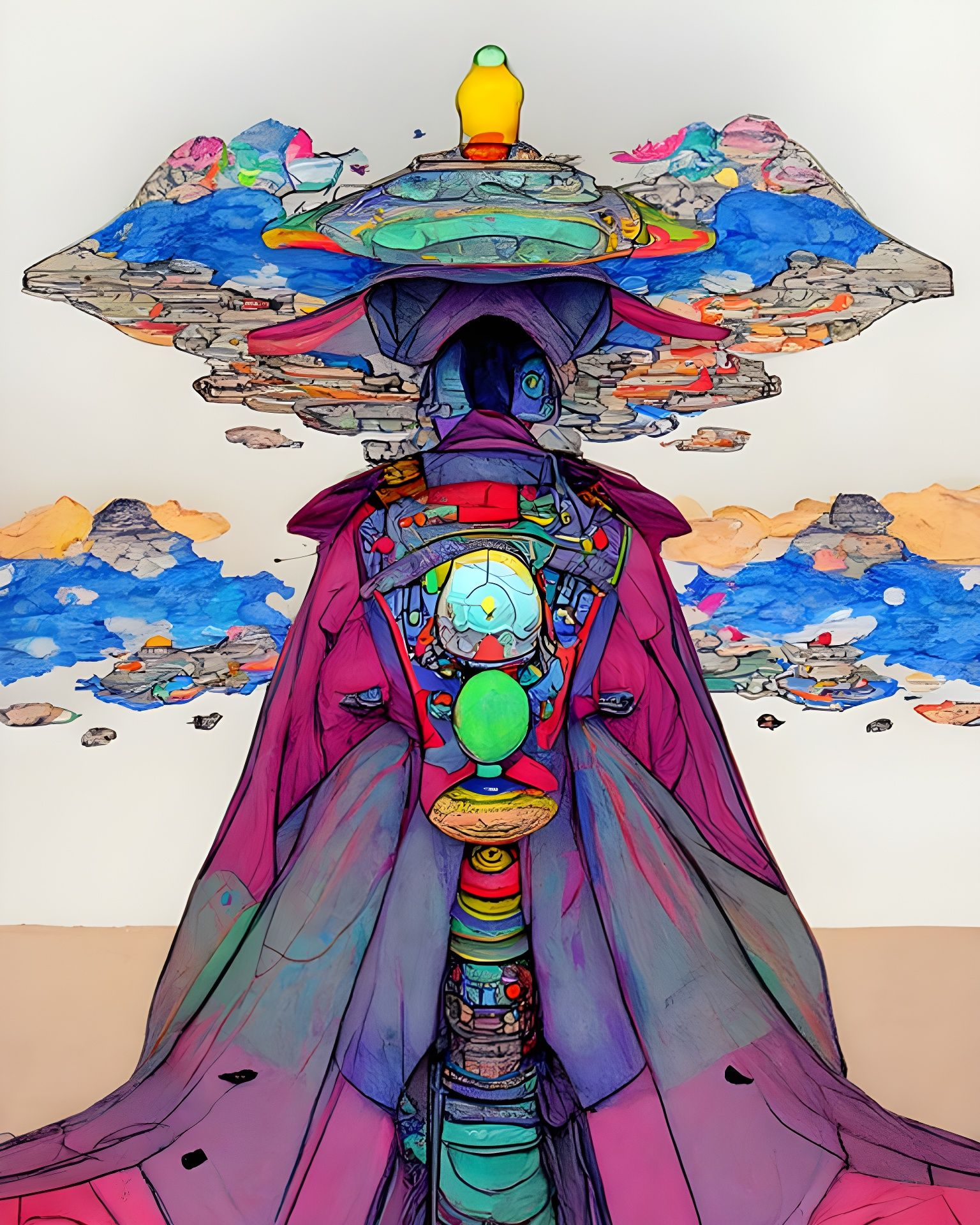 Surreal Dreamwalker in Ethereal Landscape