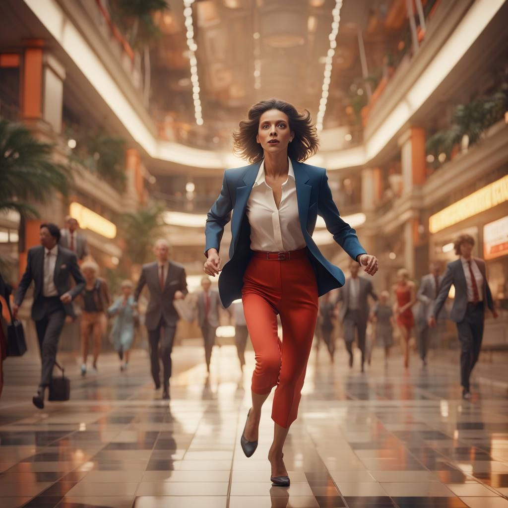 Female Manager in Mall, 1980s Soap Opera Style