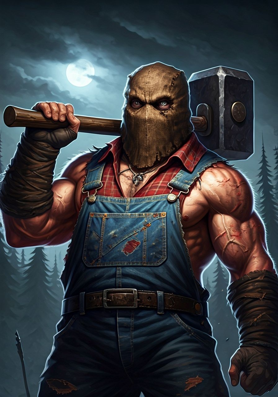 Hillbilly Warrior with Sledgehammer in Dark Fantasy Style