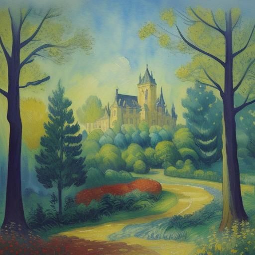 Ethereal Chateau in Impressionist Masterpiece Style