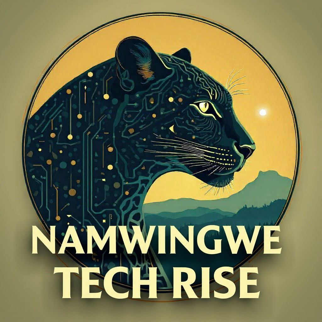 Leopard Tech Logo with Circuitry and Mountain Silhouette