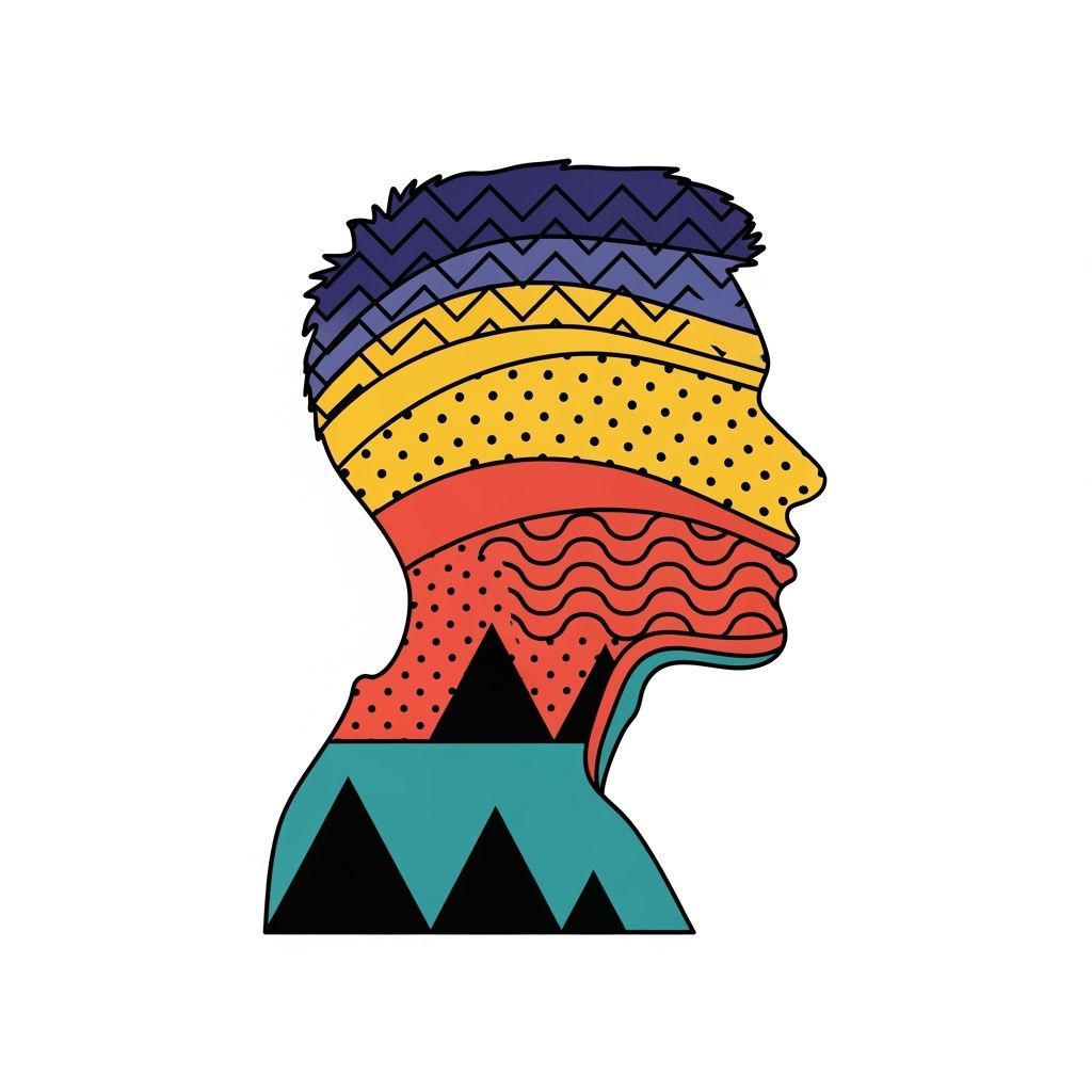 Human Silhouette with Geometric Strata T-Shirt Design