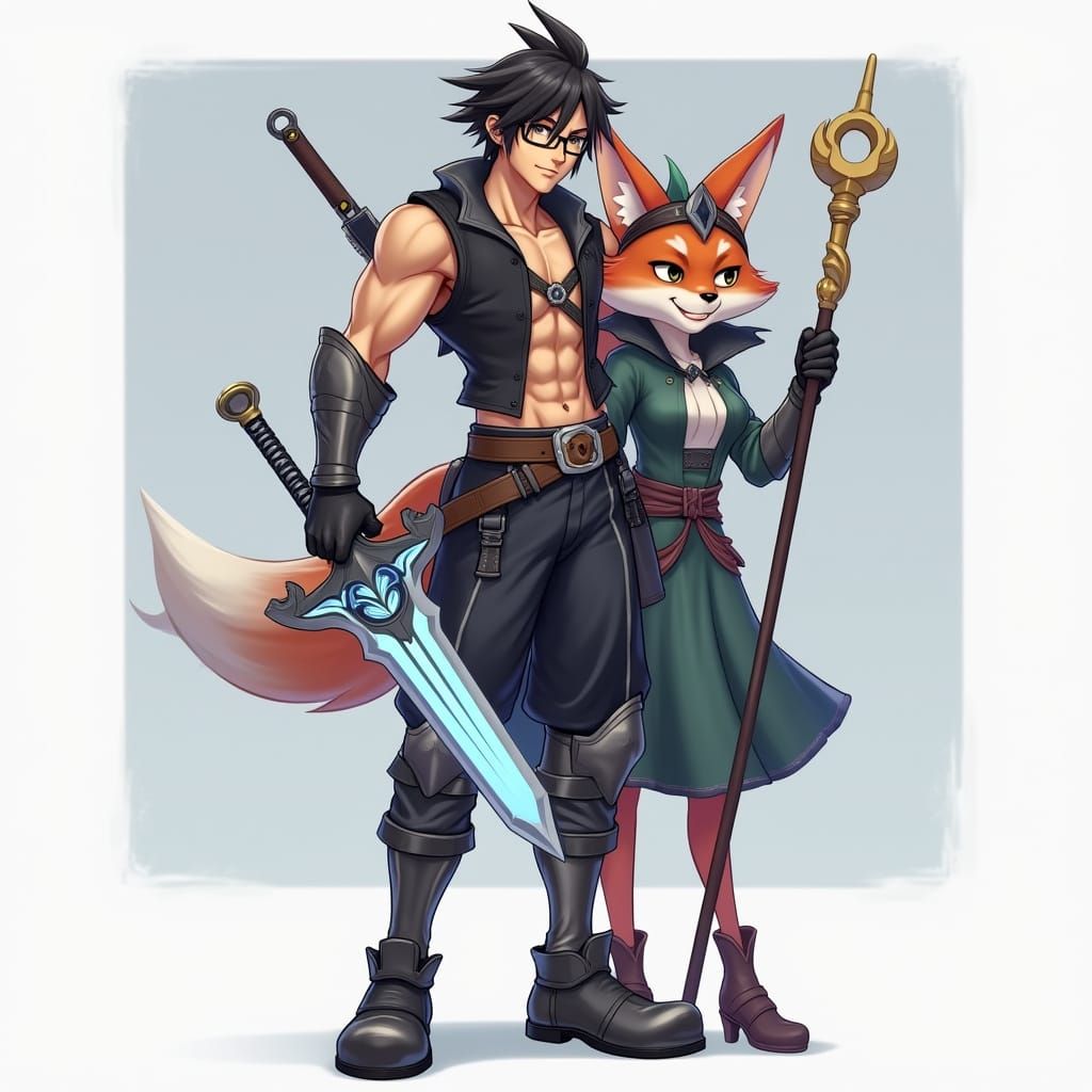 Heroic Warrior Wields Kingdom Hearts Keyblade in a Stylized ...