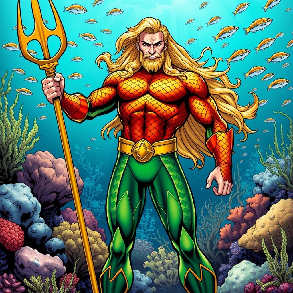 Aquaman: Heroic King of Atlantis in Dynamic Comic Book Art