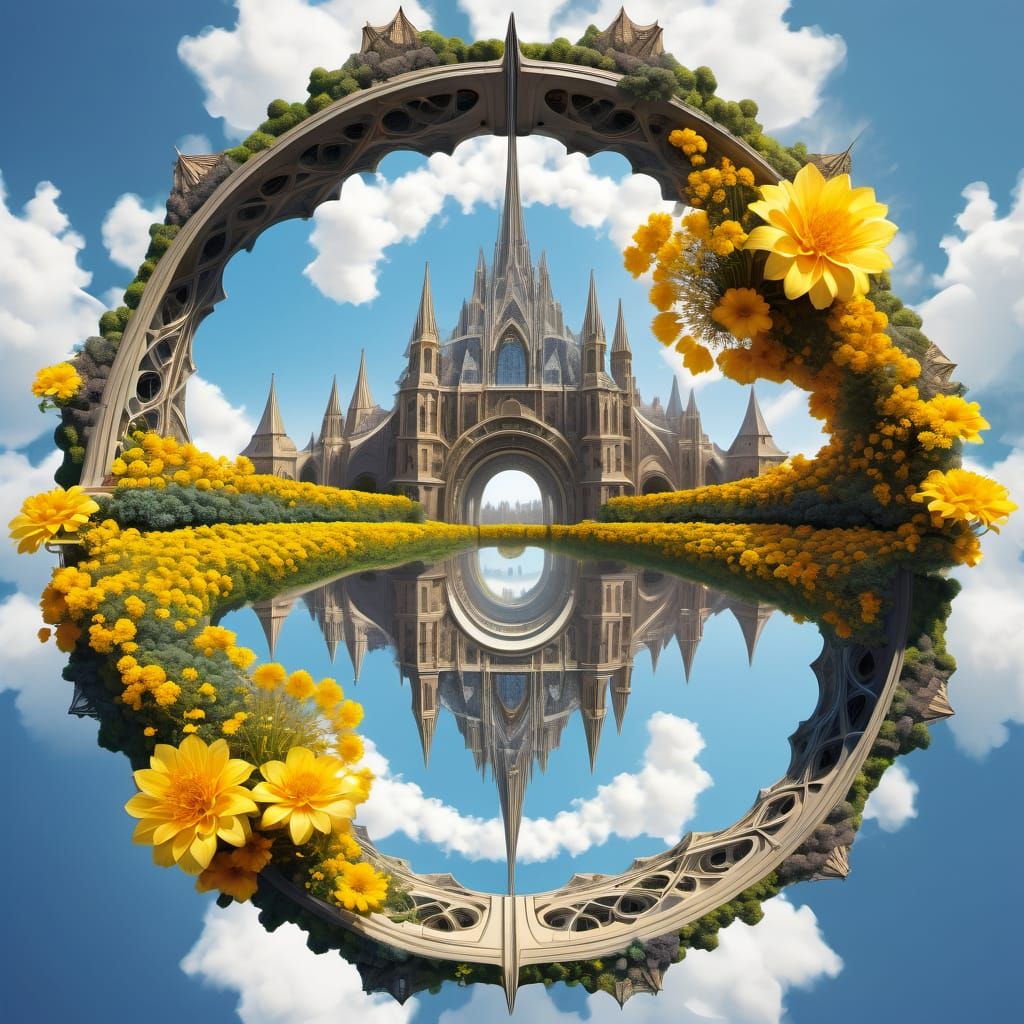 Torus Fractal City in Clouds and Air