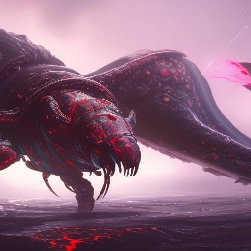 Alien Astro Commander Leading Bug Army: Digital Art