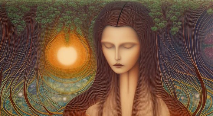 Surreal Forest Woman: A Digital Oil Painting