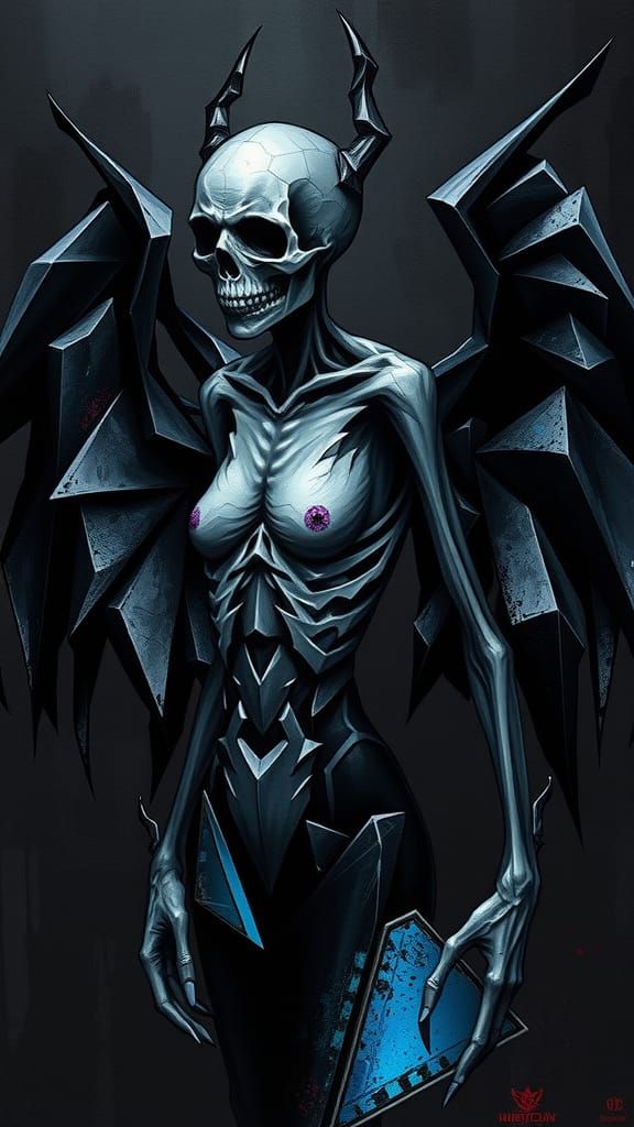Gothic Angel of Death with Geometric Wings