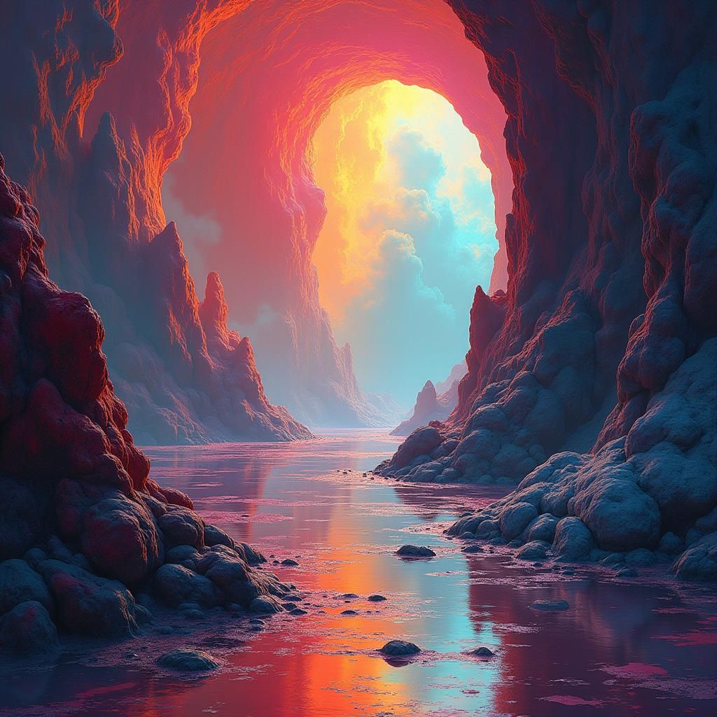 Surreal Canyon: Abstract Expressionism Meets Futuristic Desi...