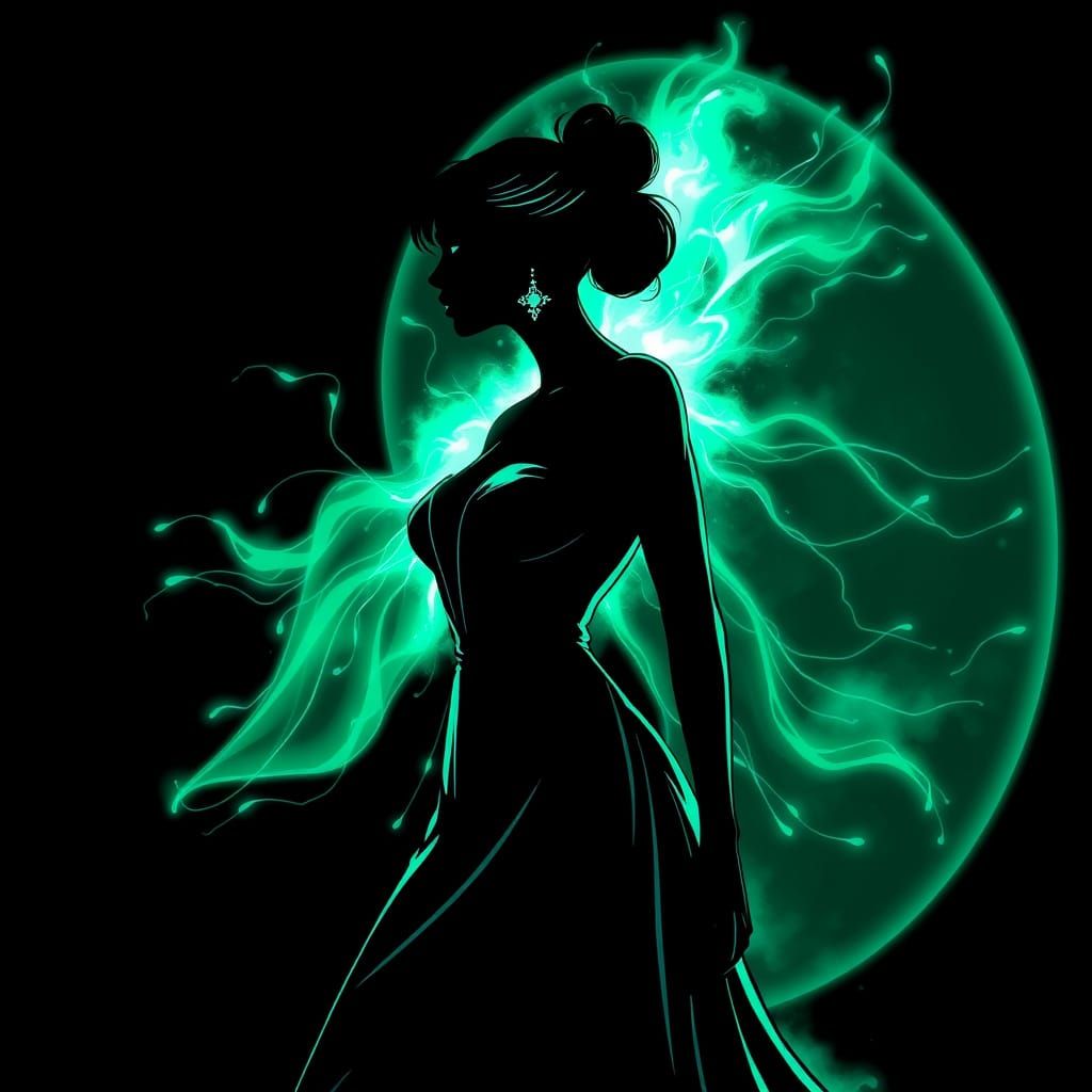 Emerald Energy Shield: Graphic Art Silhouette