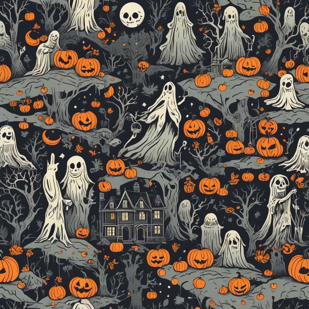 Haunted October Nights Seasonal Graphic Design Poster