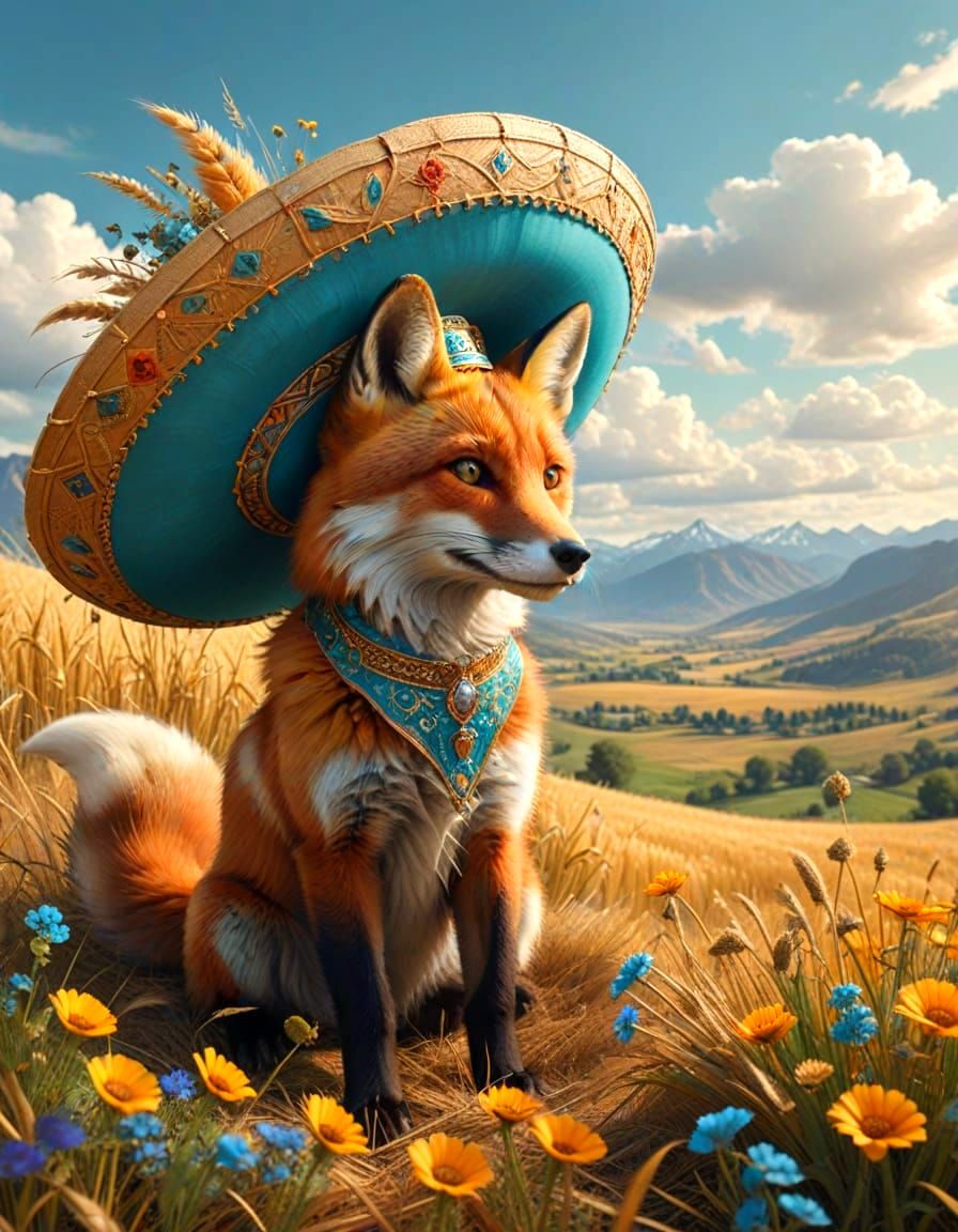 Fox wearing sombrero