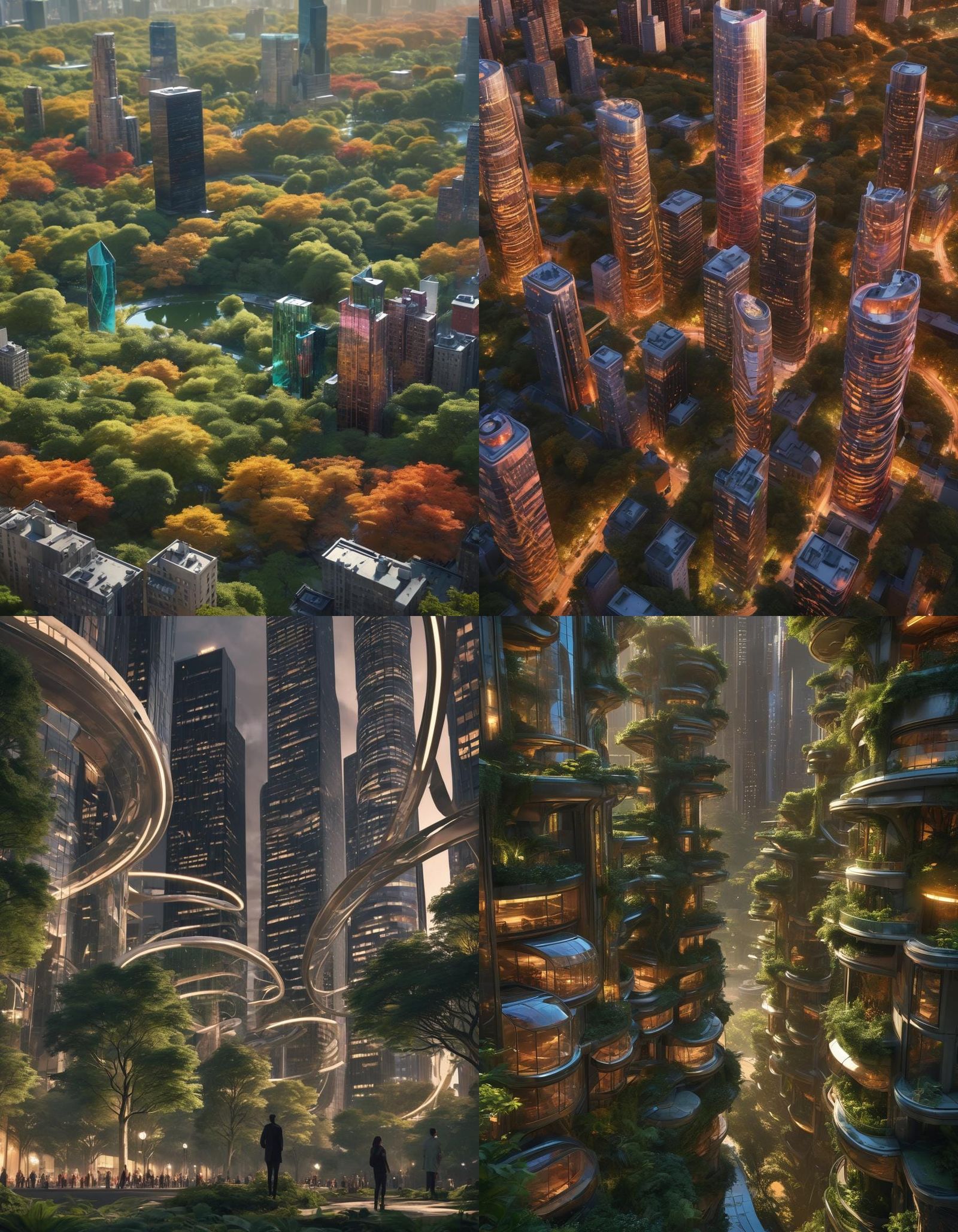Futuristic Cityscape with Nature and Technology