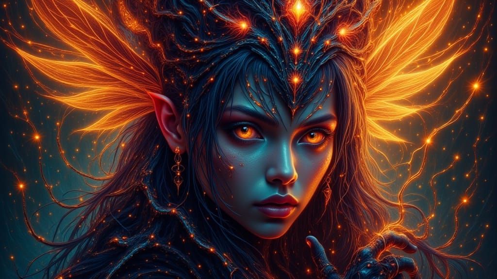 Dark Voodoo Beast with Bioluminescent Details