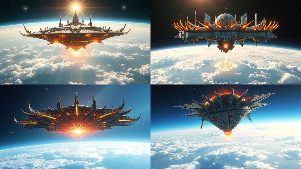 AI Art Prompt: The Thorned Crown Ascendant

A massive mothership floats just above Earth’s upper atmosphere, its structu...