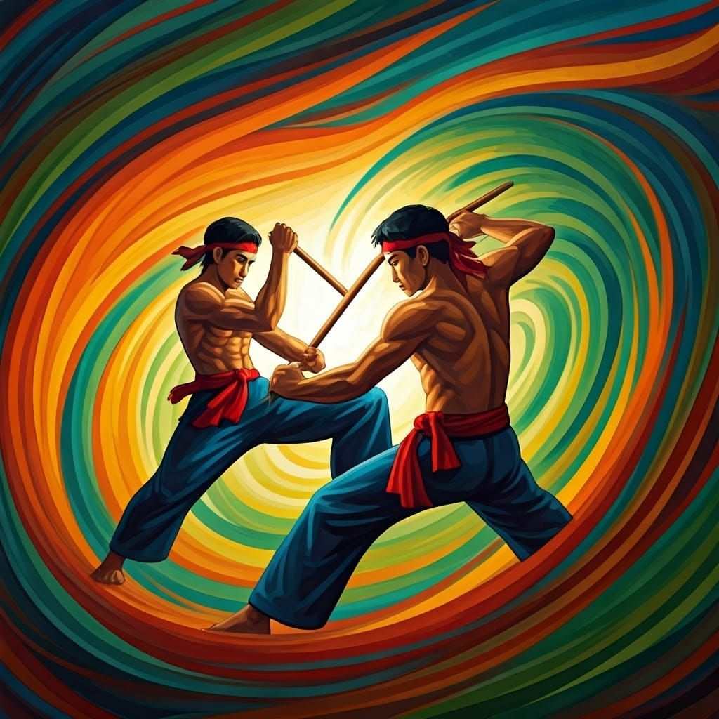 Filipino Martial Artists in Lush Bukidnon Landscape