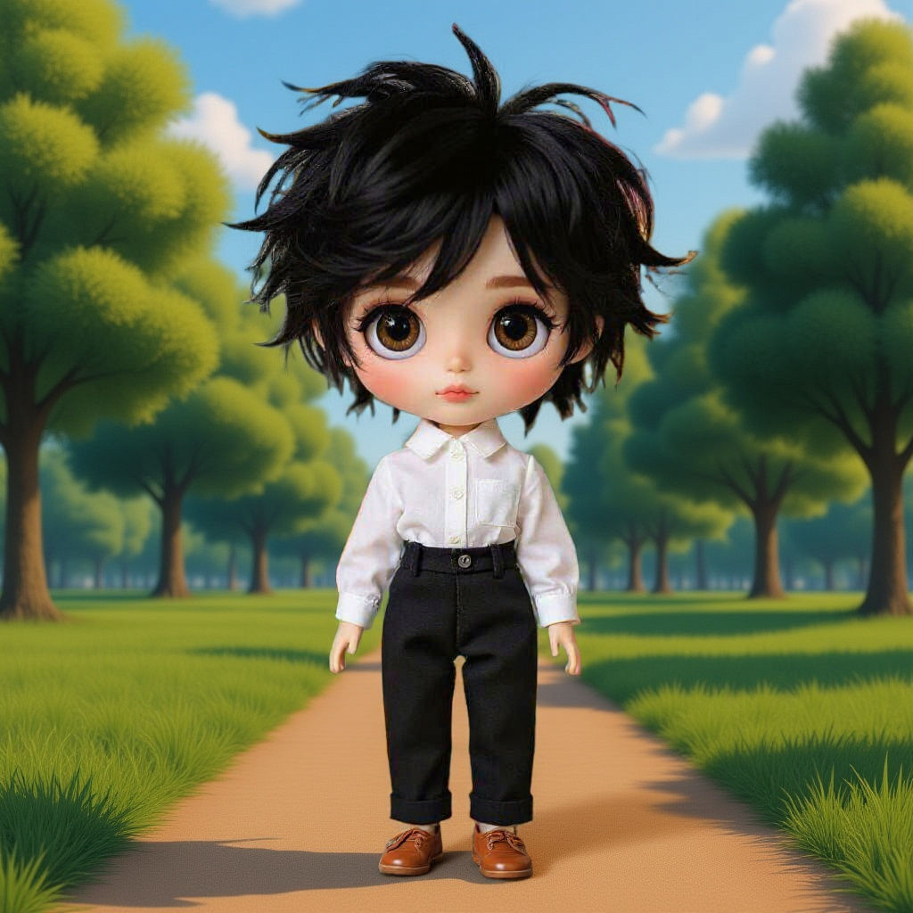Boy Doll with Black Hair and Brown Eyes