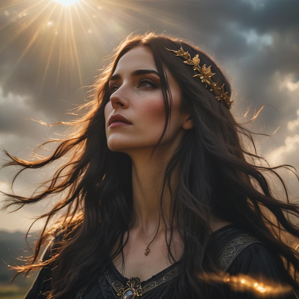 Ethereal Gothic Woman Portrait in Pre-Raphaelite Style