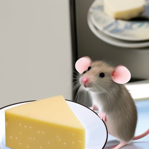 Cute Mouse Longing for Swiss Cheese: Pixar Style