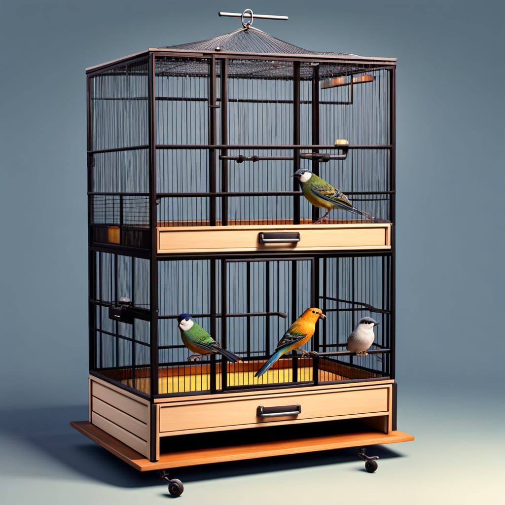 Vibrant Bird Cage in Hyperrealistic Detail