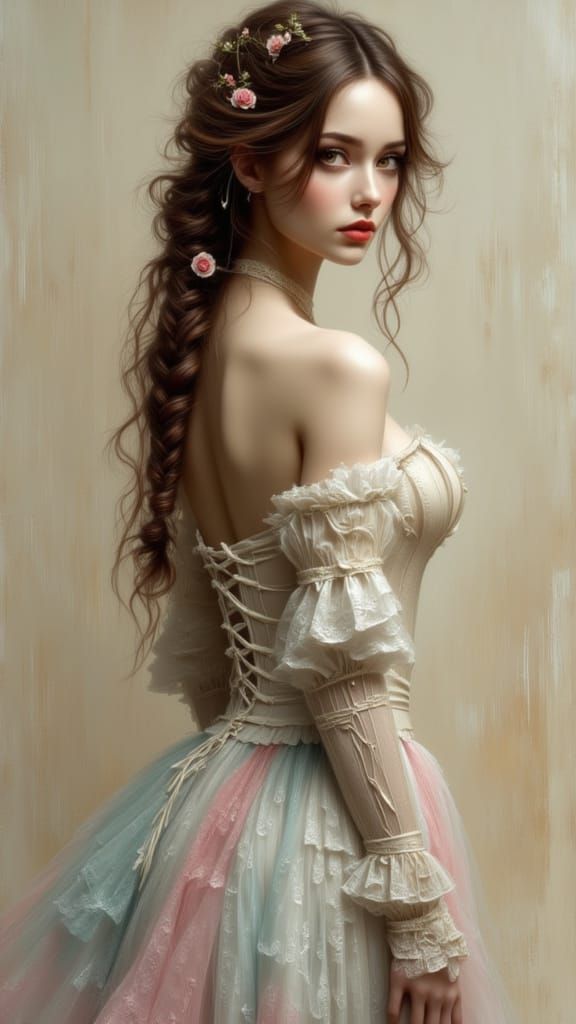 Fantasy Portrait of Woman in Vintage Gown