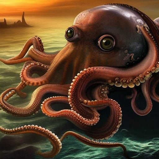 Octopus Finds a Box: Digital Matte Painting