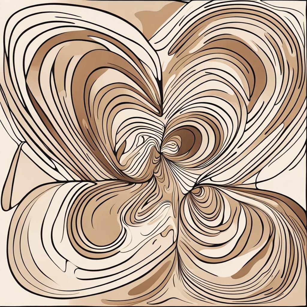 Abstract Line Art in Cream and Beige