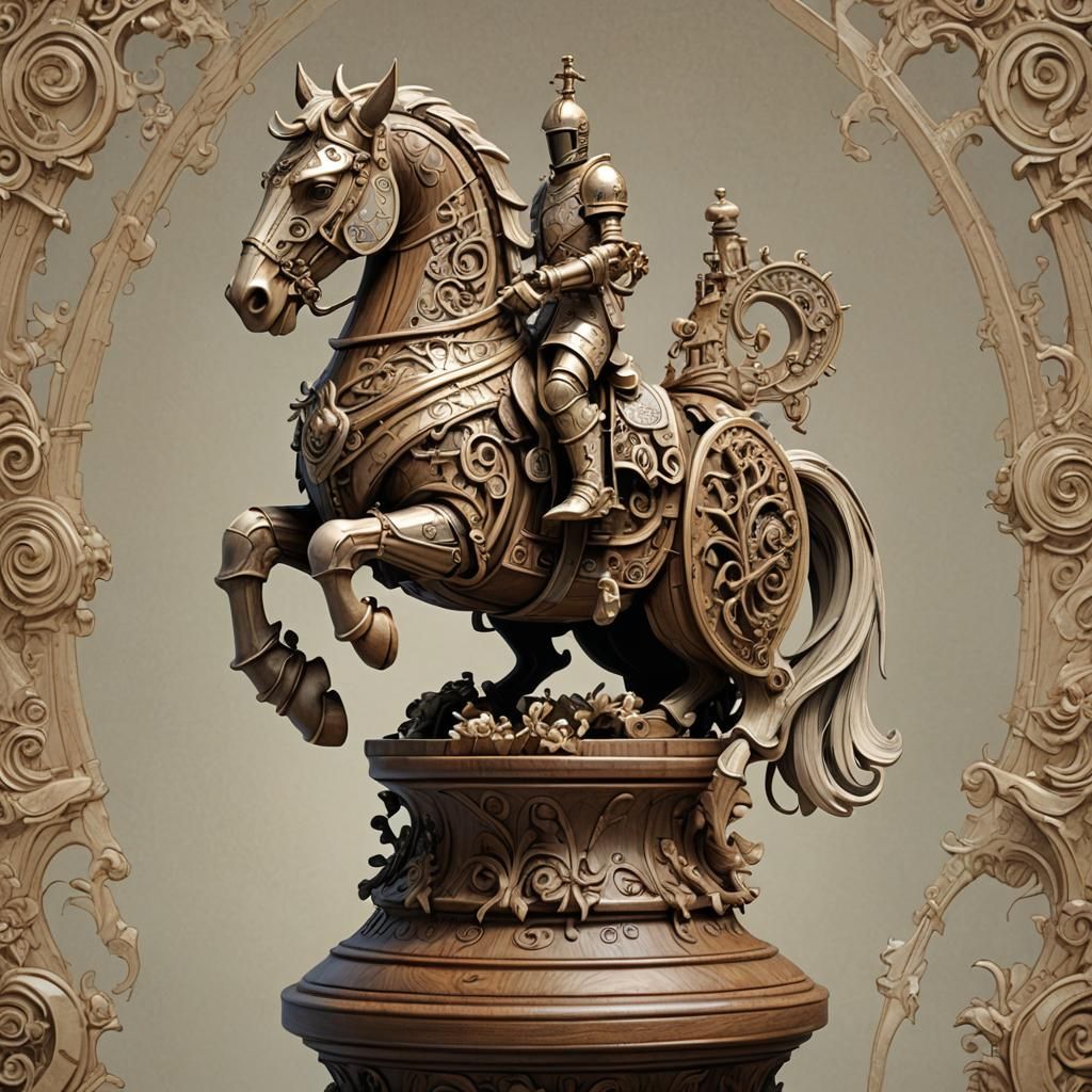 Majestic Chess Knight Sculpture in Pastel Colors