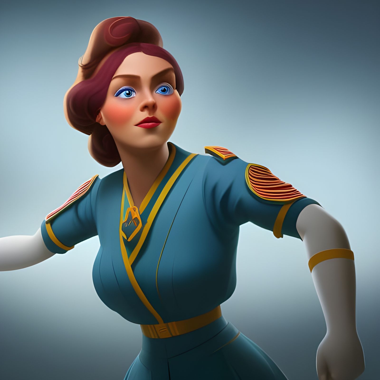 WW1 Nurse in 2D Disney Animation Style