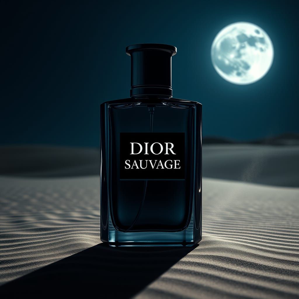 Dior Sauvage Perfume Bottle Under Full Moon