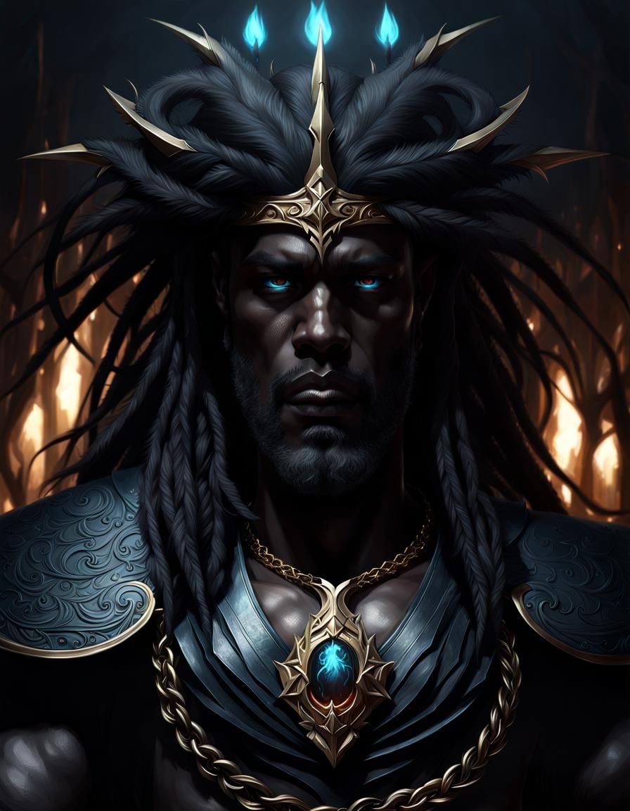 Bioluminescent Dark God in Renaissance Occult Style